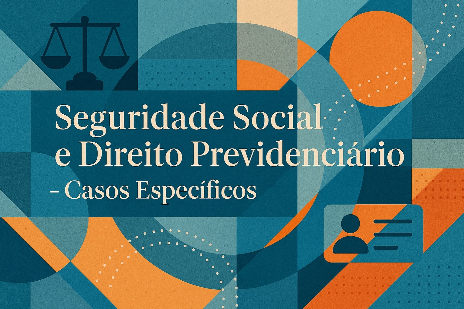 Representação visual de seguridade social, com titulo e o simbolo da justiça