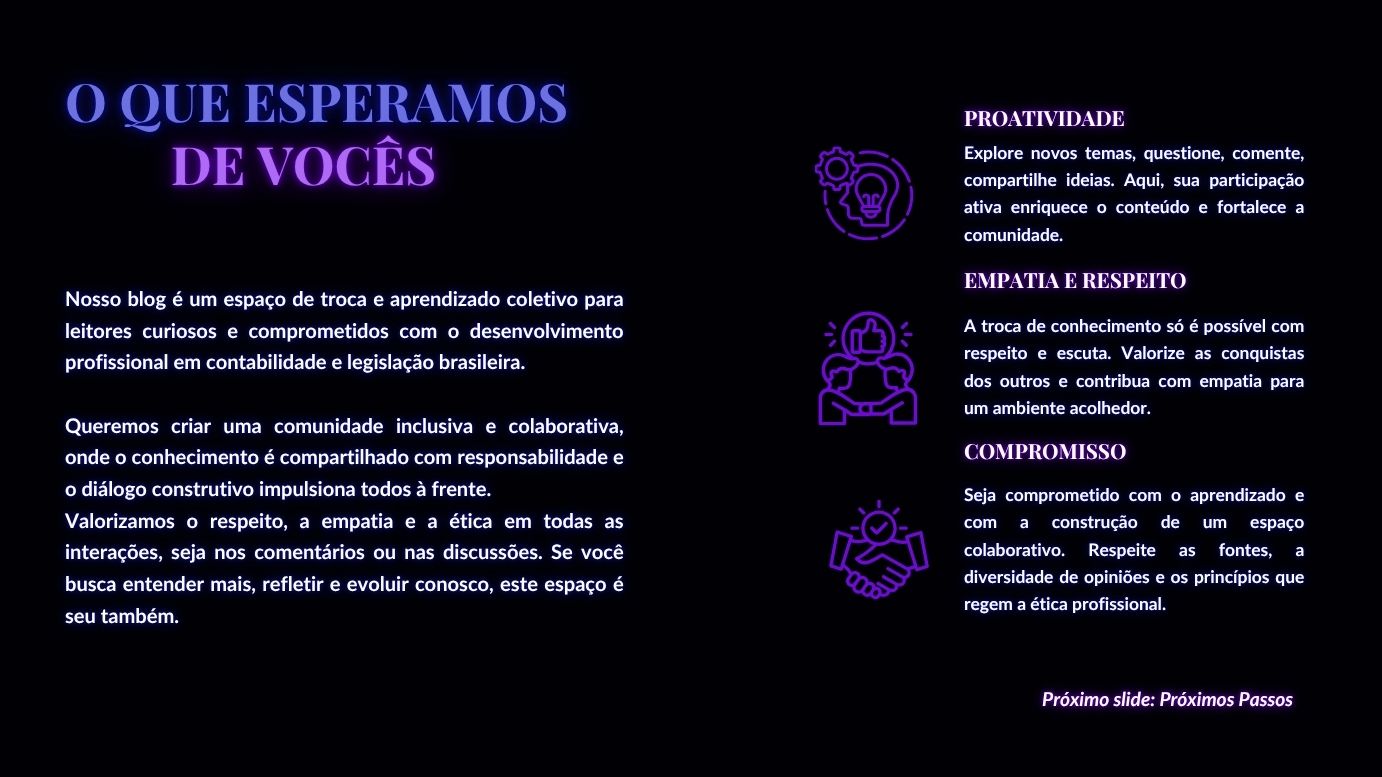 Card 'O que Esperamos de Você' com ícone de mente aberta.